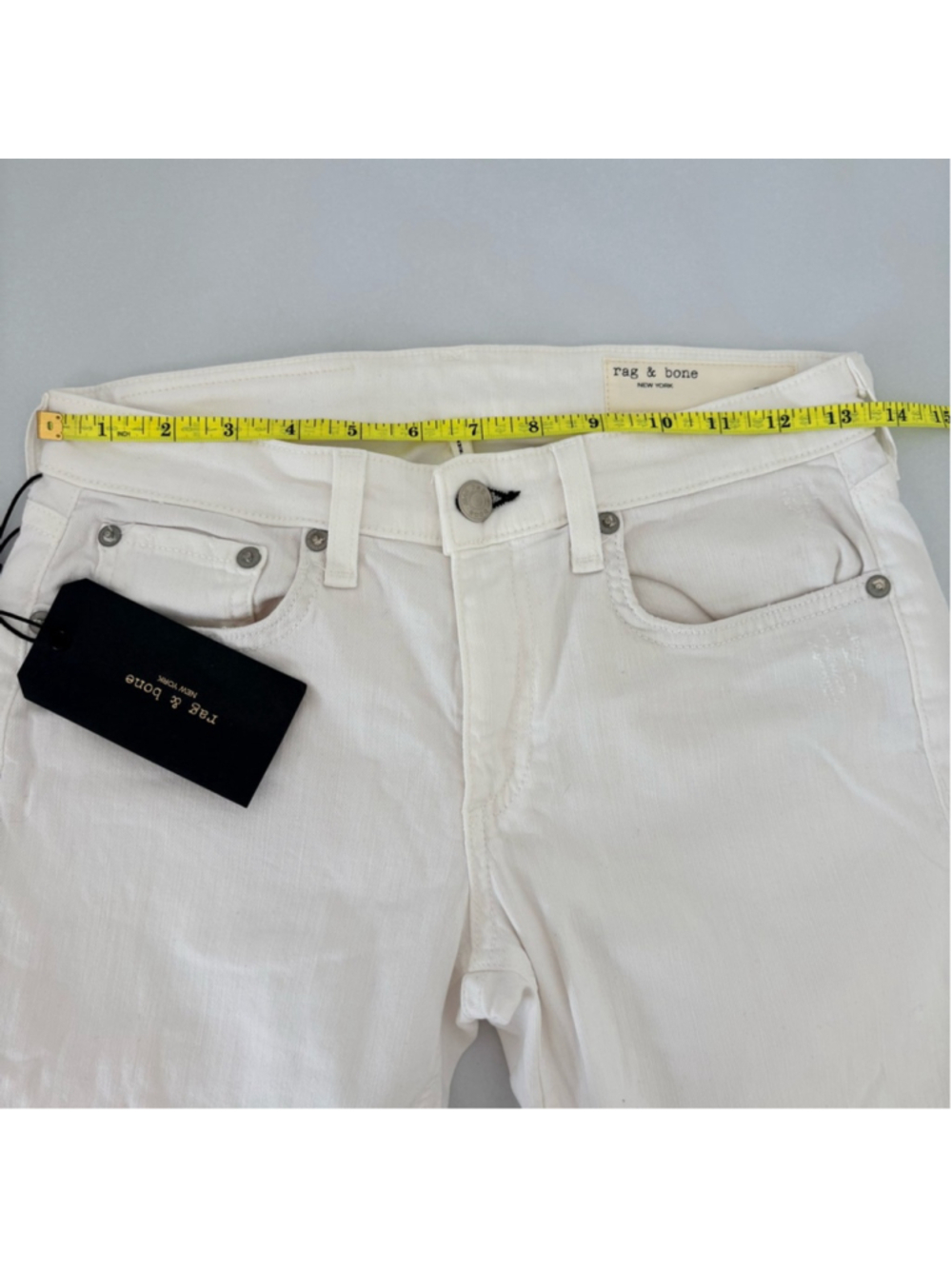 #329 Rag & Bone Dre Low-Rise Ankle Slim Boyfriend Jeans Sz 24 (13.75”W)White NWT - Picture 9 of 14